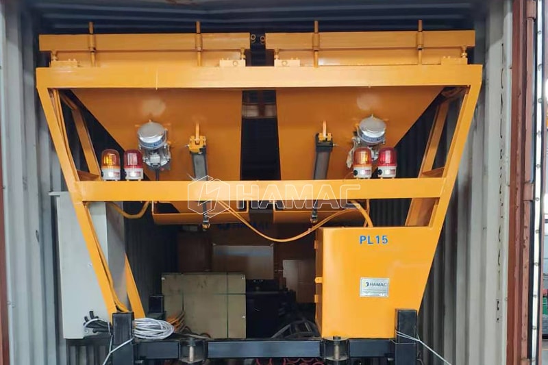 Doseur de granulats PL15 livré avec bétonnière avec pompe