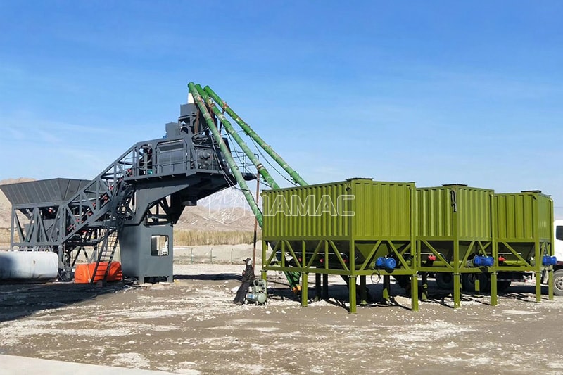 Silo à ciment horizontal pour centrale à béton mobile en Mongolie